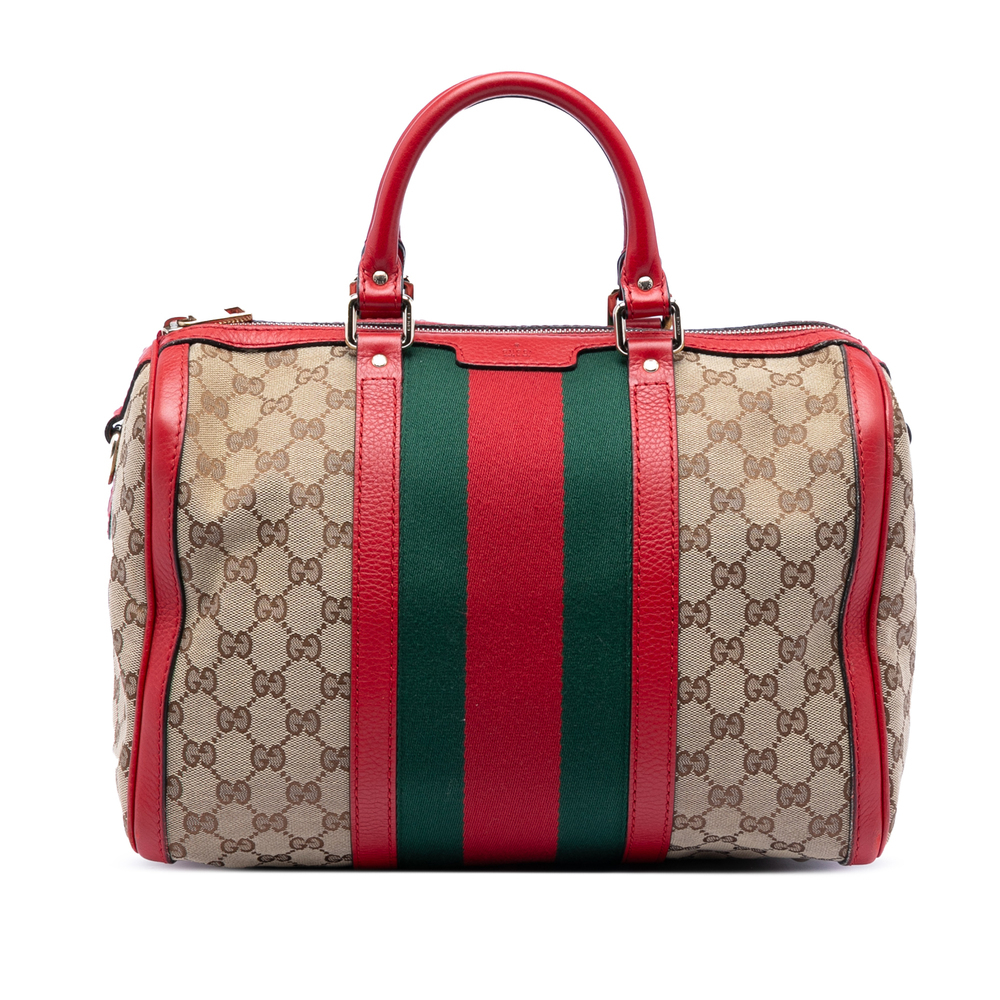 Pre-Loved Gucci Medium GG Canvas Web Joy Boston Bag